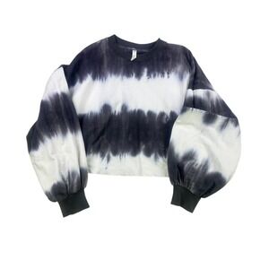 Wishlist Tie Dye Cropped Sweatshirt Black White S Pullover‎ Crewneck